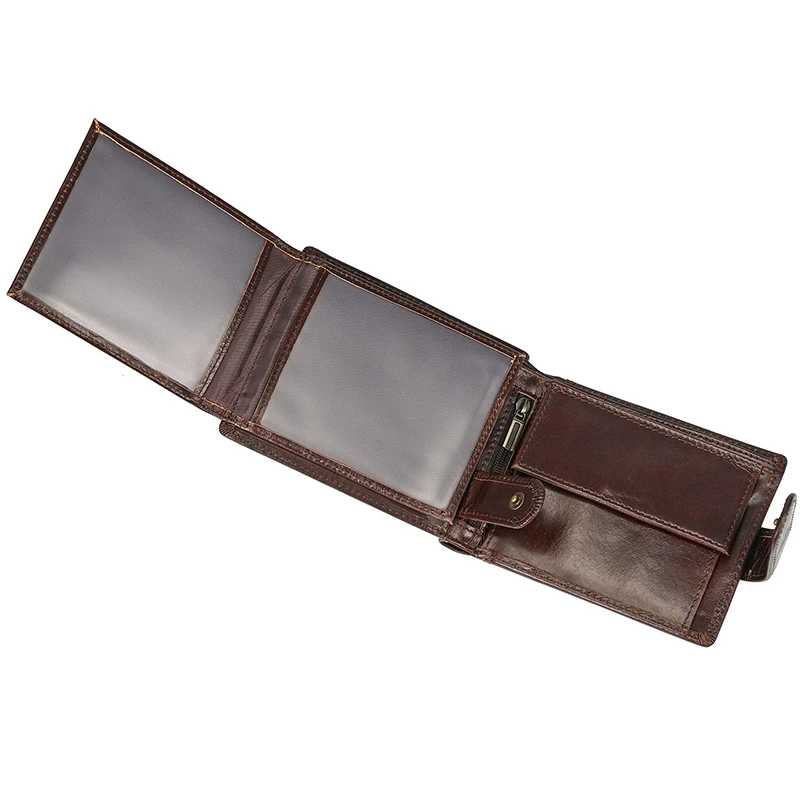Trifold Men's Leather Wallet Genuine Leather Male Short Purse Real Cowhide Man Leather Wallets 3 Folds Card Holder Coin Purse