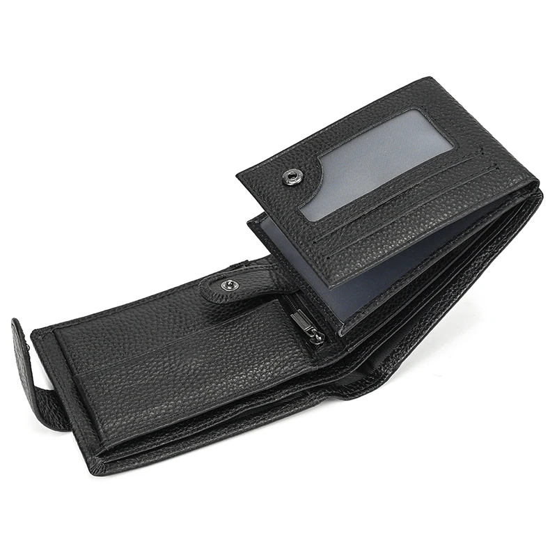 Trifold Men's Leather Wallet Genuine Leather Male Short Purse Real Cowhide Man Leather Wallets 3 Folds Card Holder Coin Purse