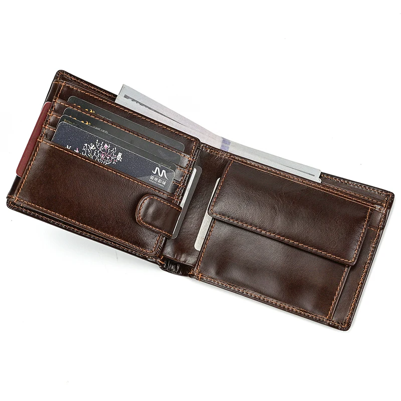 Trifold Men's Leather Wallet Genuine Leather Male Short Purse Real Cowhide Man Leather Wallets 3 Folds Card Holder Coin Purse
