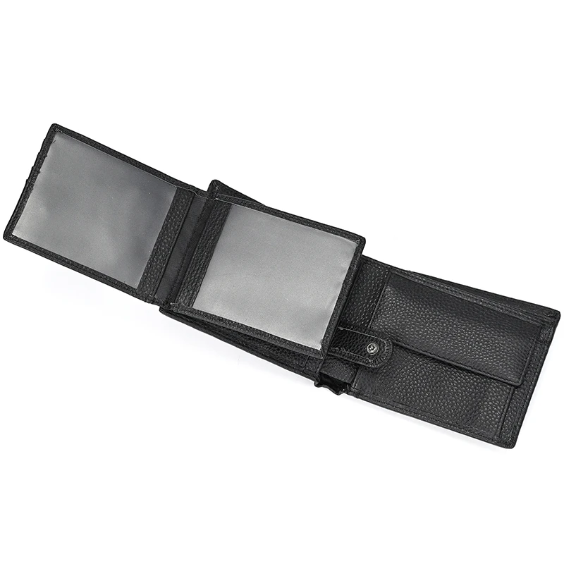 Trifold Men's Leather Wallet Genuine Leather Male Short Purse Real Cowhide Man Leather Wallets 3 Folds Card Holder Coin Purse