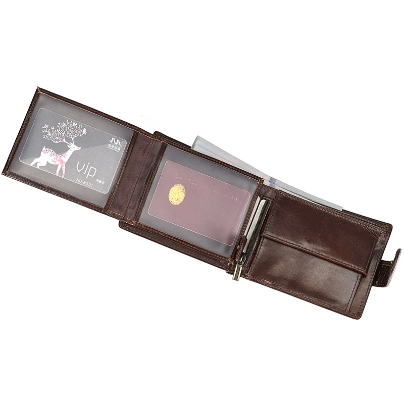Trifold Men's Leather Wallet Genuine Leather Male Short Purse Real Cowhide Man Leather Wallets 3 Folds Card Holder Coin Purse