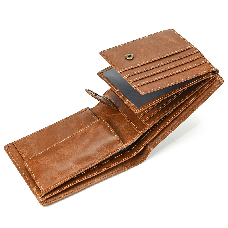 Trifold Men's Leather Wallet Genuine Leather Male Short Purse Real Cowhide Man Leather Wallets 3 Folds Card Holder Coin Purse