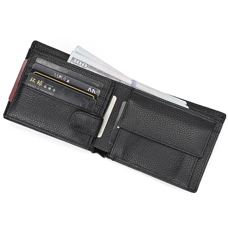 Trifold Men's Leather Wallet Genuine Leather Male Short Purse Real Cowhide Man Leather Wallets 3 Folds Card Holder Coin Purse