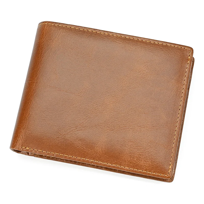 Trifold Men's Leather Wallet Genuine Leather Male Short Purse Real Cowhide Man Leather Wallets 3 Folds Card Holder Coin Purse
