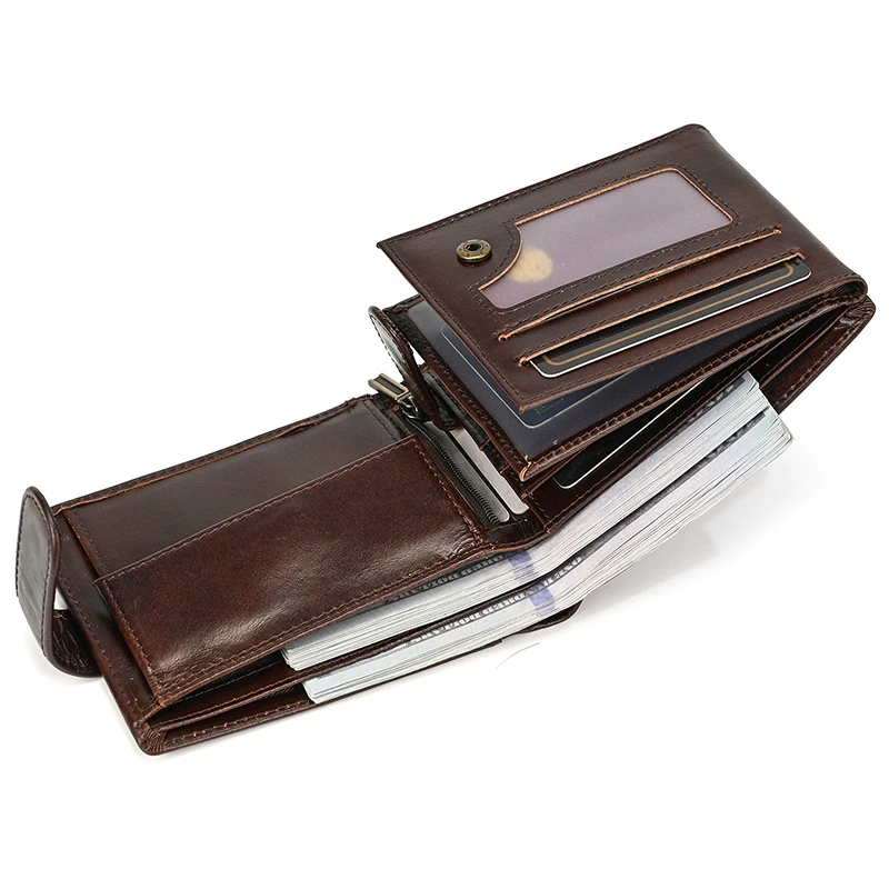 Trifold Men's Leather Wallet Genuine Leather Male Short Purse Real Cowhide Man Leather Wallets 3 Folds Card Holder Coin Purse