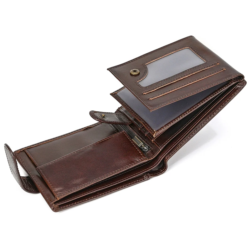 Trifold Men's Leather Wallet Genuine Leather Male Short Purse Real Cowhide Man Leather Wallets 3 Folds Card Holder Coin Purse