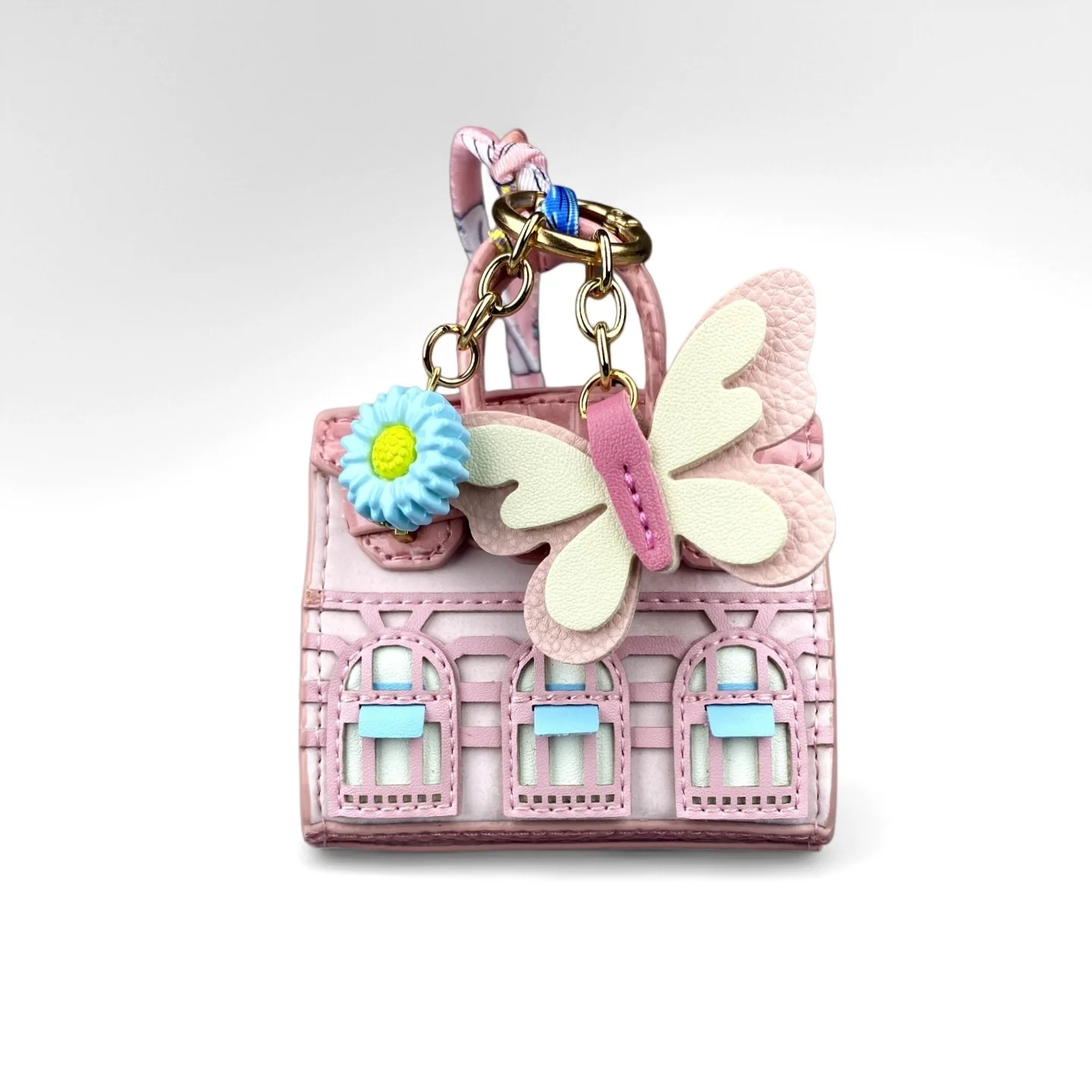 Adorable Mini Velvet PU Leather Earphone Pouch With Butterfly&Daisy Charm-Functional Mini Bag For Bag Charm-Elegant Style-Gift