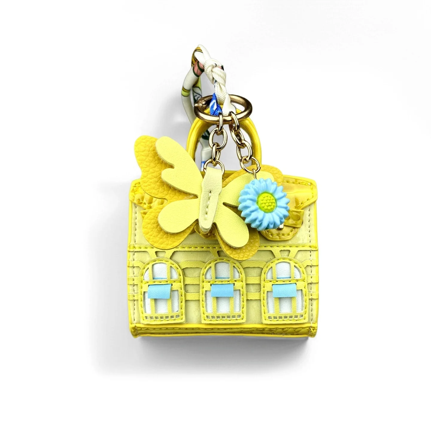 Adorable Mini Velvet PU Leather Earphone Pouch With Butterfly&Daisy Charm-Functional Mini Bag For Bag Charm-Elegant Style-Gift