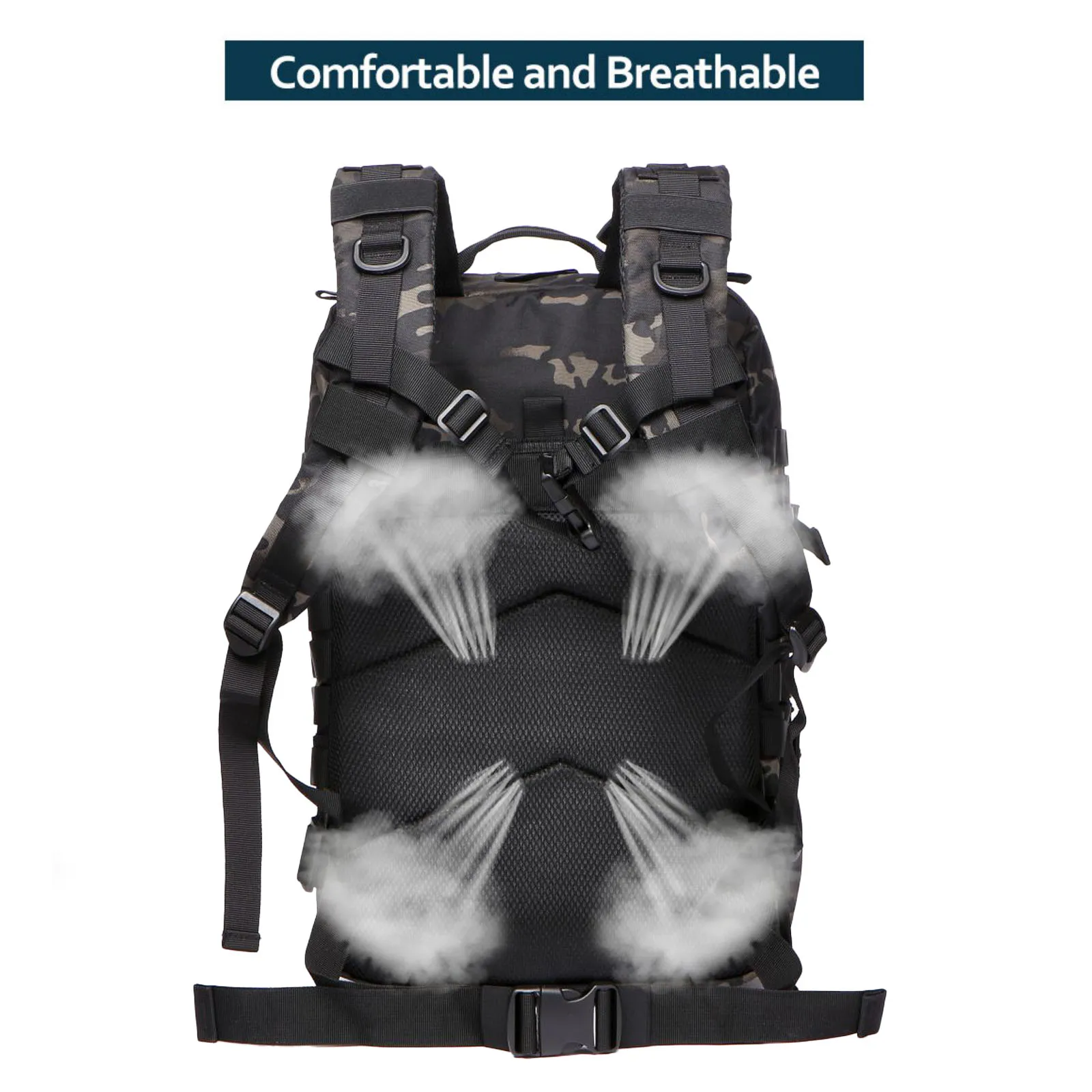 Durable Nylon 50L Waterproof Tactical Outdoor Backpack for Hiking Trekking Fishing Hunting Camping Travel