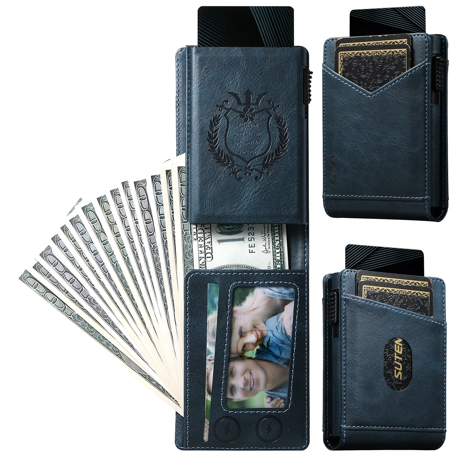 ANTI RFID Blocking PU Leather Flip Card Holder Multi-functional Wallet Card Box Automatically Ejects Card Slot Fashion Slim
