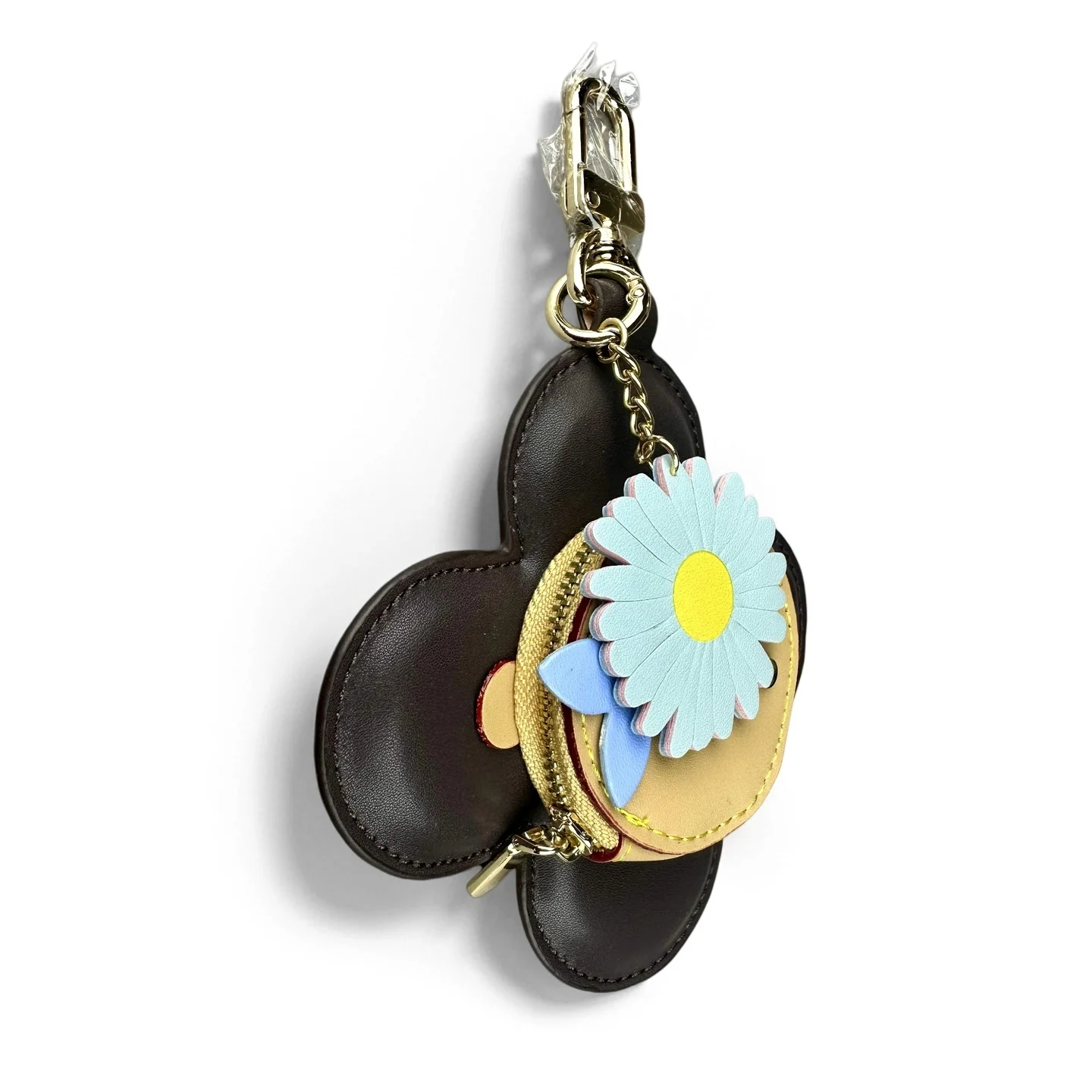 Real Leather Coin Purse with Daisy Charm-Cute Keychain Bag Clip for Handbag-Detachable Daisy Flower Accessory-Gift For Women