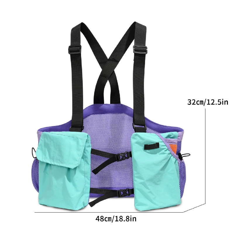 Outdoor Cycling Bag Lightweight Run Vest Backpack for Hiking Running Chest Pack Phone Cup Storage Pocket Tactical Chest Rig Bags