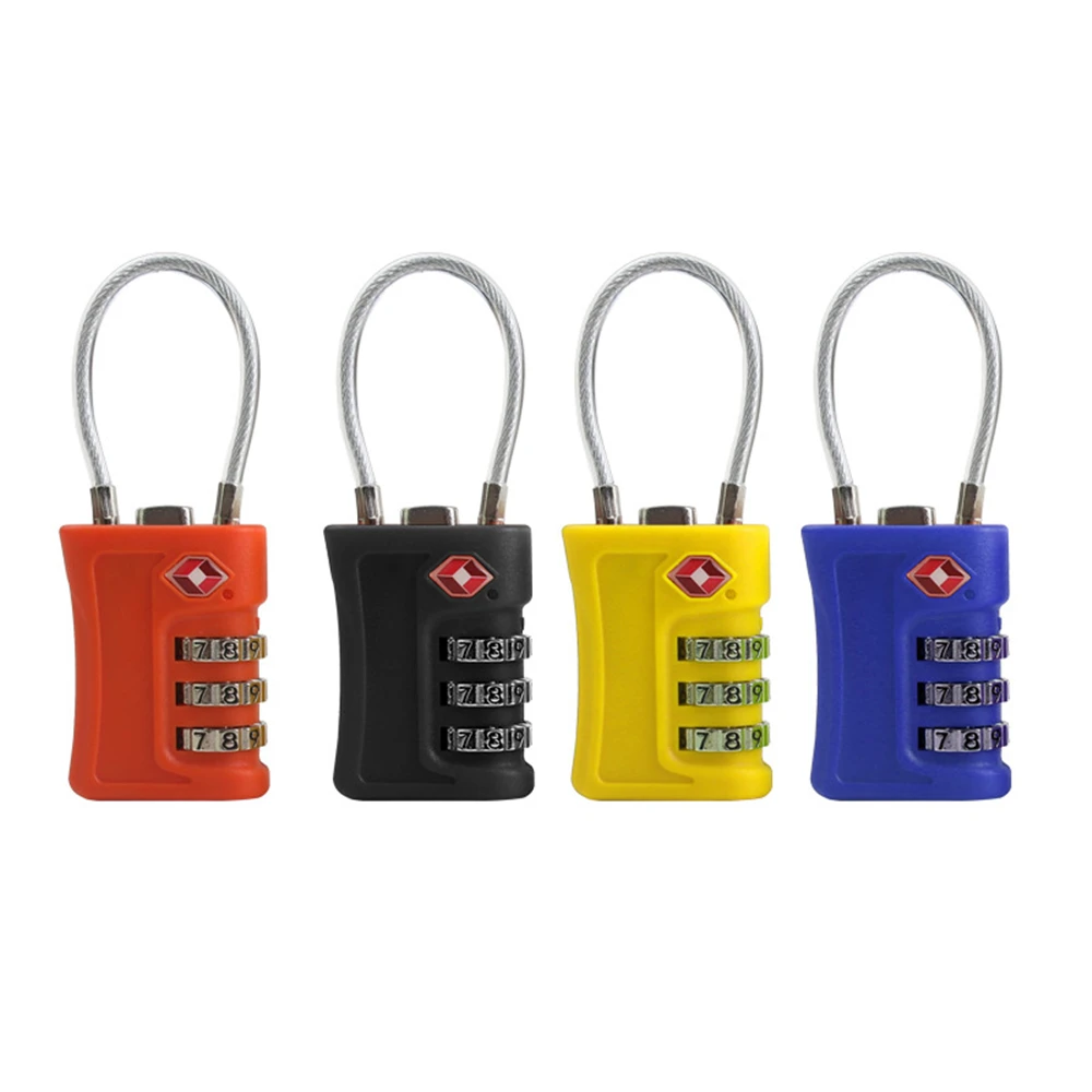4 Pack TSA Customs Code Lock for Travel Luggage Password Changeable Black Lock Contrast Design Padlock 3 Digit Combination Lock