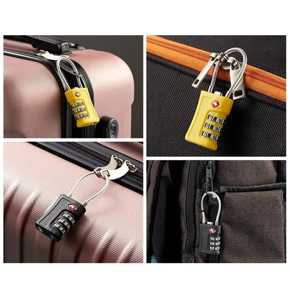 4 Pack TSA Customs Code Lock for Travel Luggage Password Changeable Black Lock Contrast Design Padlock 3 Digit Combination Lock