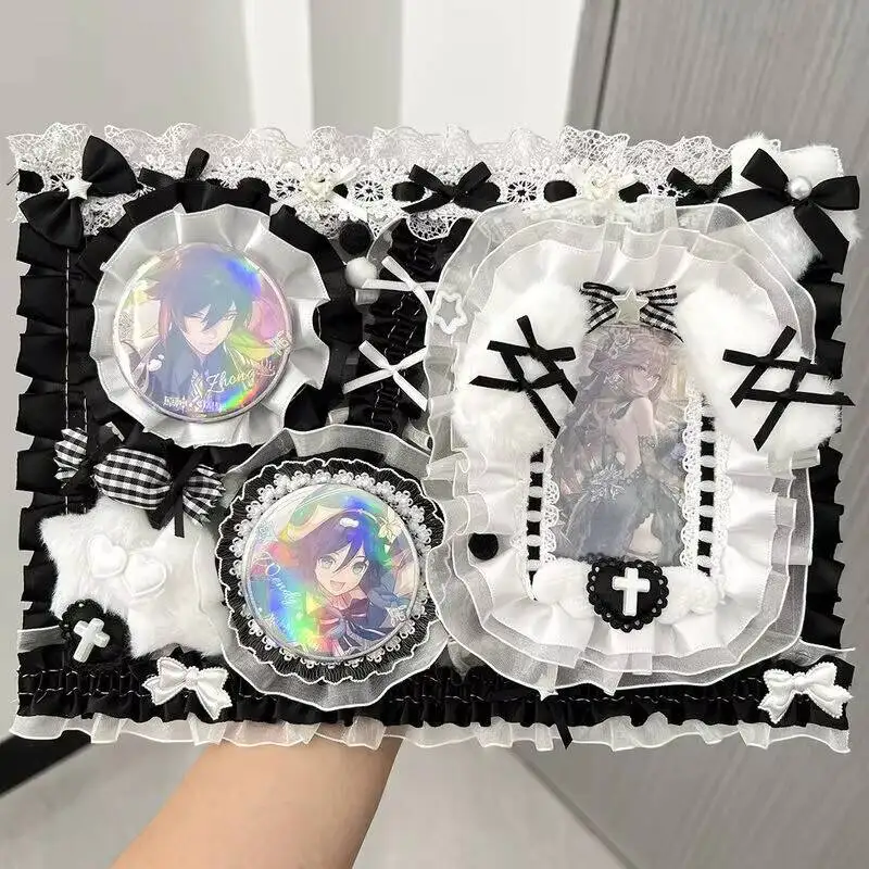 Ita Bag Accessories Anime Badge Card Holder Cute Ribbon Lace Pin Organizer Ita Bag Decorative Insert Board Badge Display Storage
