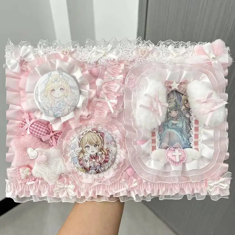 Ita Bag Accessories Anime Badge Card Holder Cute Ribbon Lace Pin Organizer Ita Bag Decorative Insert Board Badge Display Storage