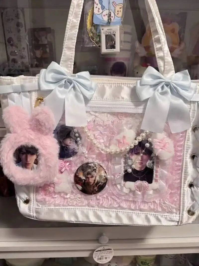 Ita Bag Accessories Anime Badge Card Holder Cute Ribbon Lace Pin Organizer Ita Bag Decorative Insert Board Badge Display Storage