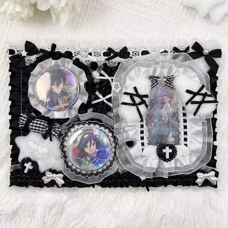 Ita Bag Accessories Anime Badge Card Holder Cute Ribbon Lace Pin Organizer Ita Bag Decorative Insert Board Badge Display Storage