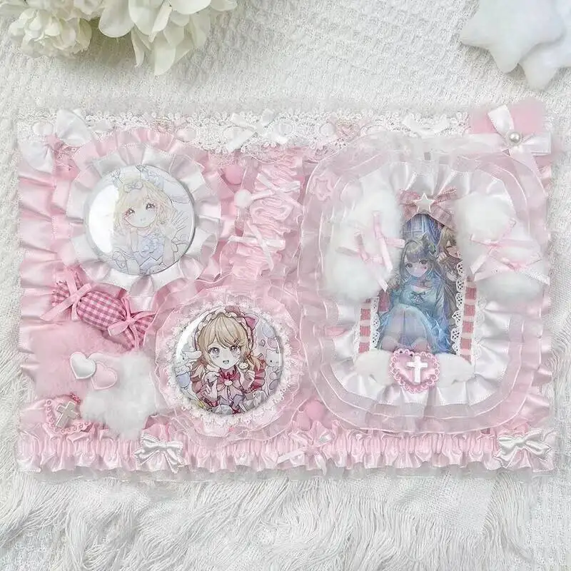 Ita Bag Accessories Anime Badge Card Holder Cute Ribbon Lace Pin Organizer Ita Bag Decorative Insert Board Badge Display Storage