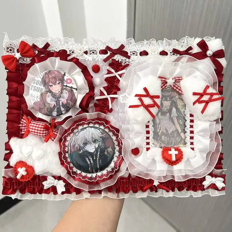 Ita Bag Accessories Anime Badge Card Holder Cute Ribbon Lace Pin Organizer Ita Bag Decorative Insert Board Badge Display Storage