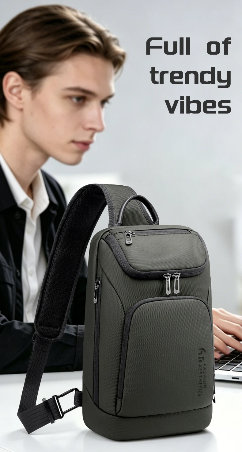 HK Multifunction Men's Shoulder Bag Waterproof Crossbody Bag Fit 11 inch iPad Lightweight Messenger Sling Bag for Travel Outdoor