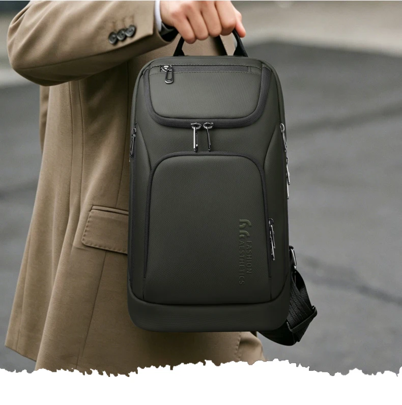 HK Multifunction Men's Shoulder Bag Waterproof Crossbody Bag Fit 11 inch iPad Lightweight Messenger Sling Bag for Travel Outdoor