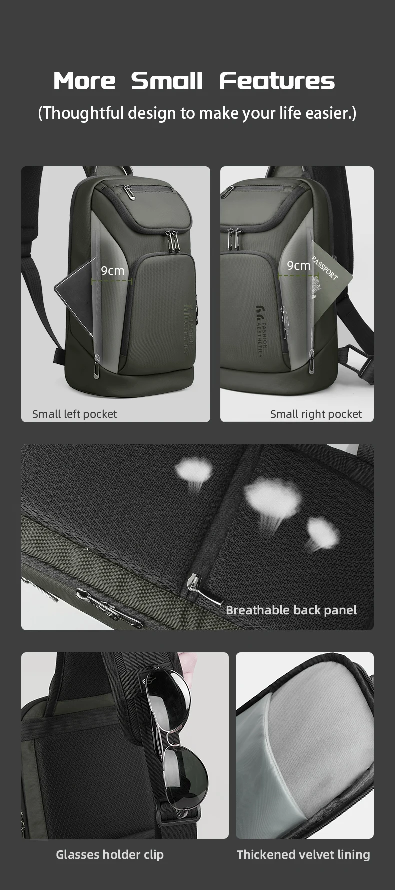 HK Multifunction Men's Shoulder Bag Waterproof Crossbody Bag Fit 11 inch iPad Lightweight Messenger Sling Bag for Travel Outdoor