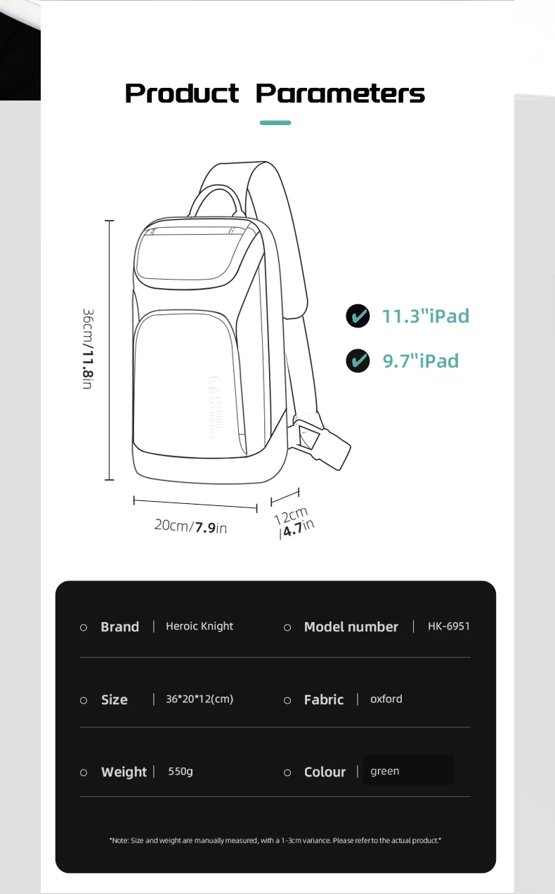 HK Multifunction Men's Shoulder Bag Waterproof Crossbody Bag Fit 11 inch iPad Lightweight Messenger Sling Bag for Travel Outdoor