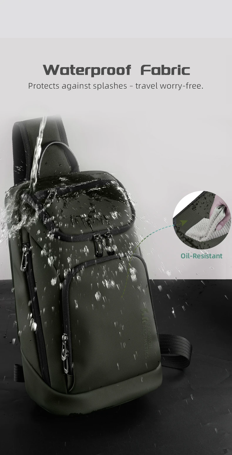 HK Multifunction Men's Shoulder Bag Waterproof Crossbody Bag Fit 11 inch iPad Lightweight Messenger Sling Bag for Travel Outdoor