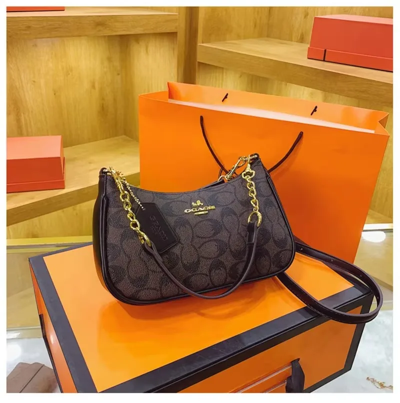 Women's Chain Bags Pvc Geometric Print Handbag Shoulder Crossbody Bag Women's Underarm Bag Suitable For Daily Outfit Matching