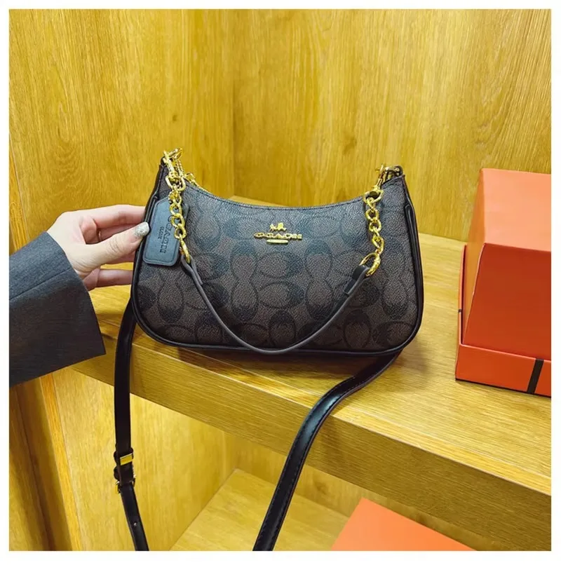 Women's Chain Bags Pvc Geometric Print Handbag Shoulder Crossbody Bag Women's Underarm Bag Suitable For Daily Outfit Matching