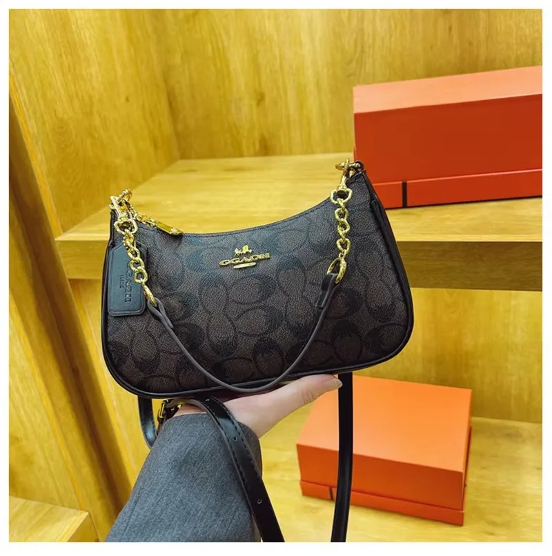 Women's Chain Bags Pvc Geometric Print Handbag Shoulder Crossbody Bag Women's Underarm Bag Suitable For Daily Outfit Matching