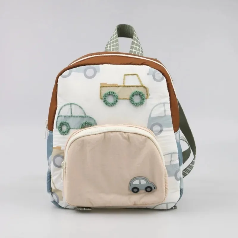 2026 New Cute Car Embroidered Unisex Backpack Fashionable Student Bag Large Capacity Outdoor Travel Backpack