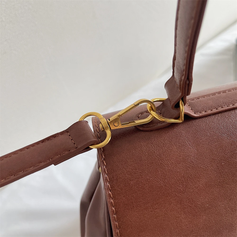 MOODS Two-sized Flap Shoulder Tote Bags For Women Retro Solid Color Big Capacity Shopper Crossbody Bag 2025 New Fashion Handbags