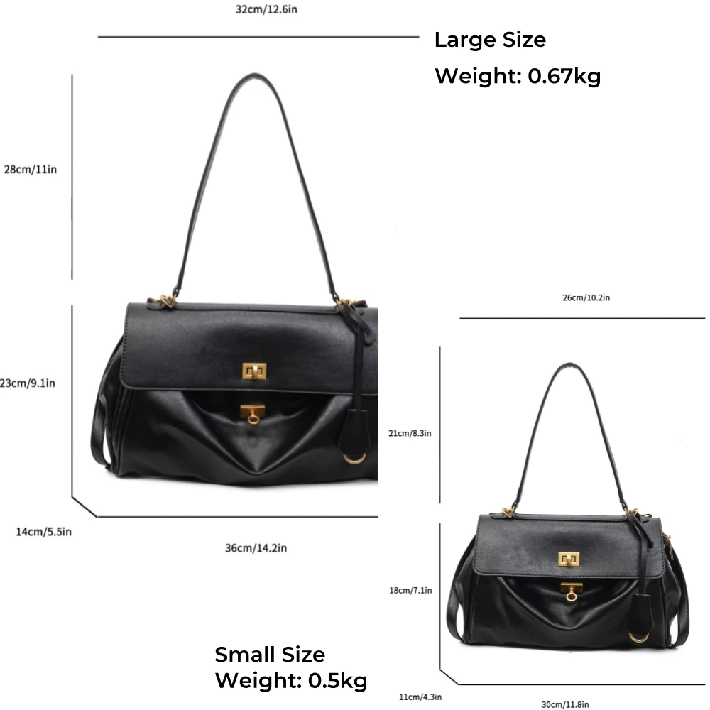 MOODS Two-sized Flap Shoulder Tote Bags For Women Retro Solid Color Big Capacity Shopper Crossbody Bag 2025 New Fashion Handbags