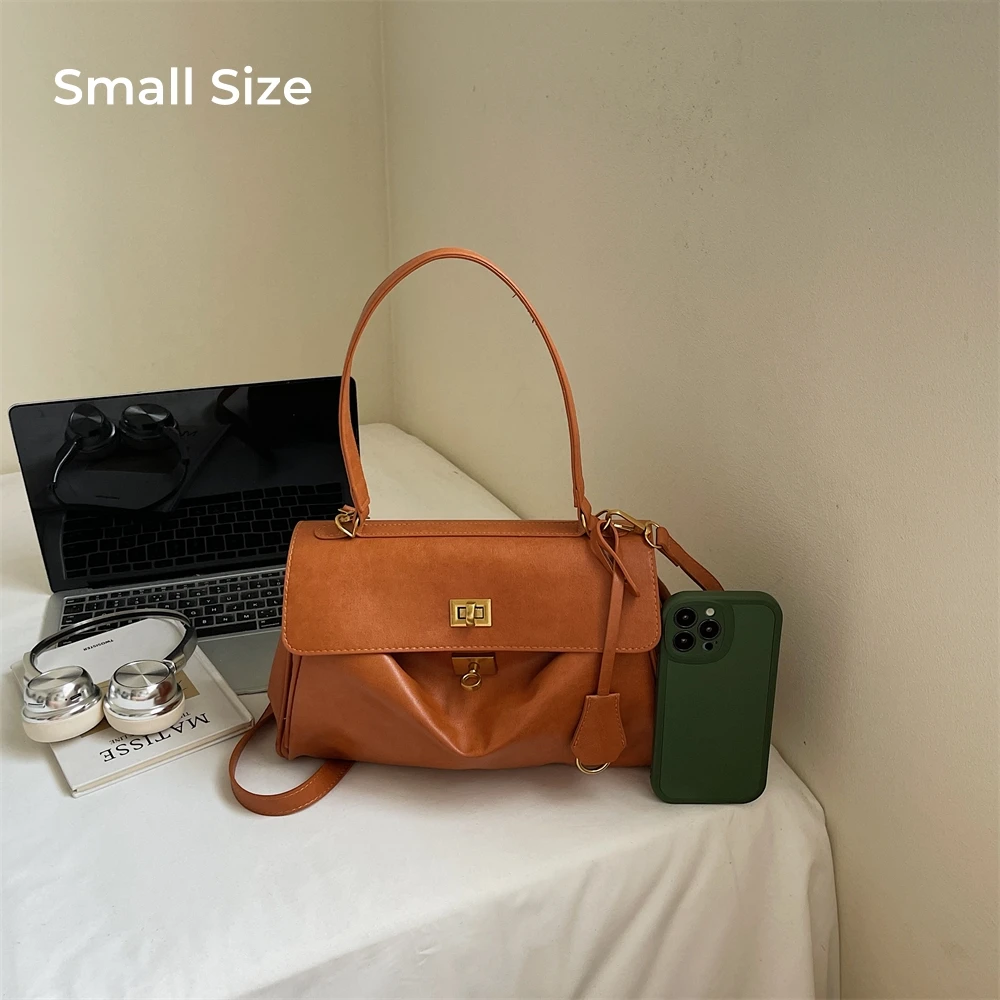 MOODS Two-sized Flap Shoulder Tote Bags For Women Retro Solid Color Big Capacity Shopper Crossbody Bag 2025 New Fashion Handbags