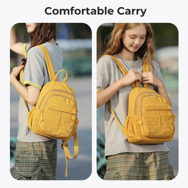 Casual Women Small Backpack Nylon Multi Pockets Backpack Portable Handheld Mini Backpack Outdoor Shopping Travel Daily Bag