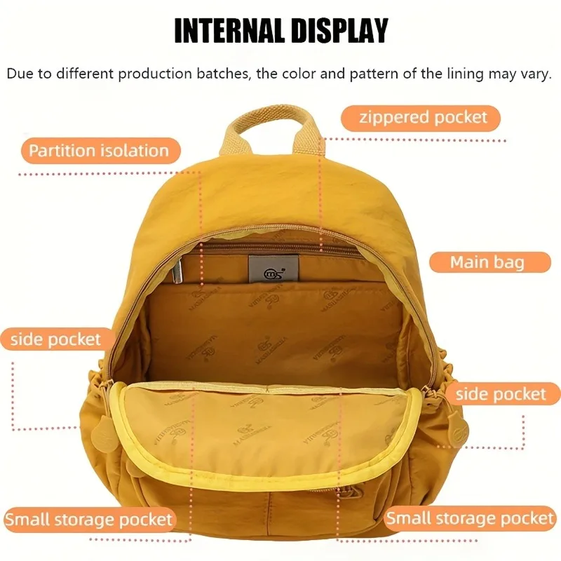 Casual Women Small Backpack Nylon Multi Pockets Backpack Portable Handheld Mini Backpack Outdoor Shopping Travel Daily Bag