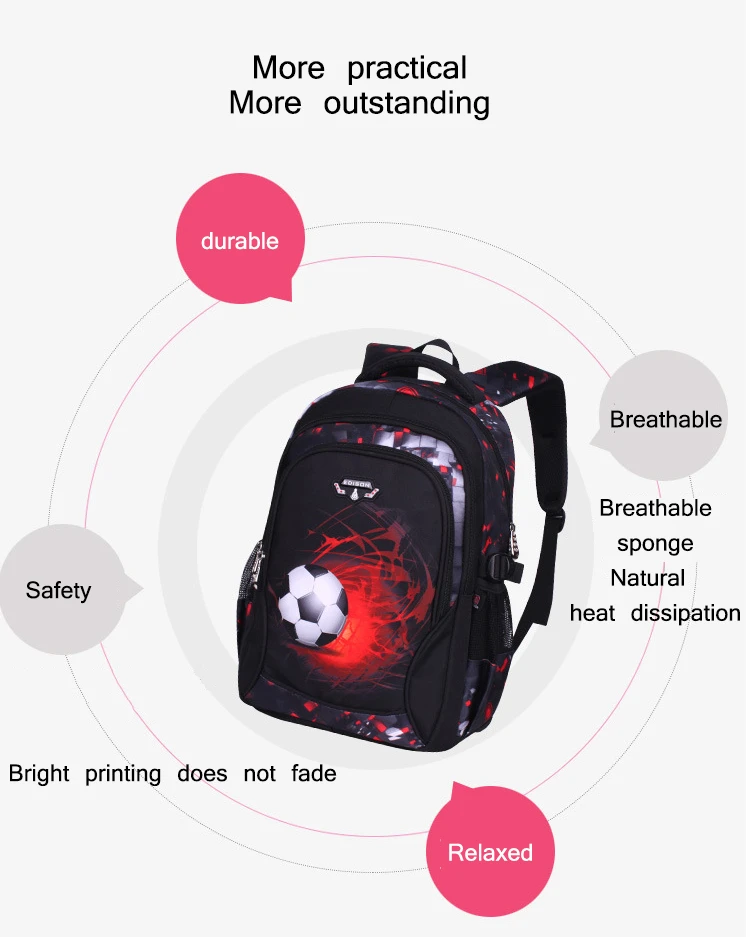 Printing Football Schoolbag Child Anime Backpack Travel Bag Soccers School Bags for Boys Teenage Mochila Escolar Infantil Menino