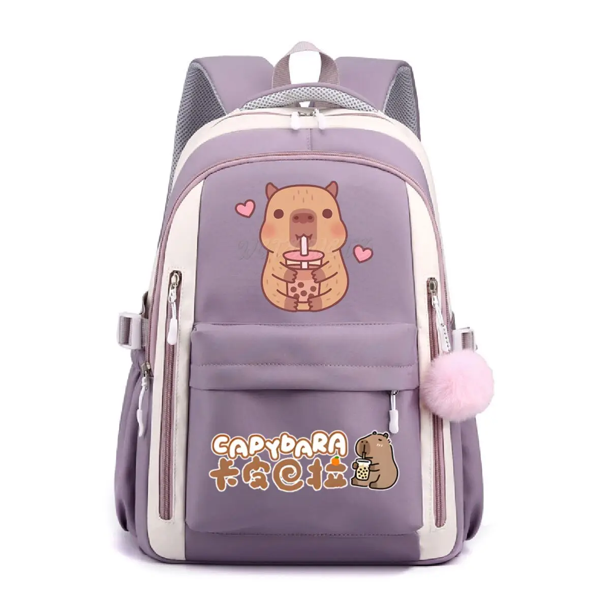 Capybara Buuble Tea Backpack for Girl Boy Student Teenager Cartoon Capybara Schoolbags Women Casual School Backpack Travel Bags