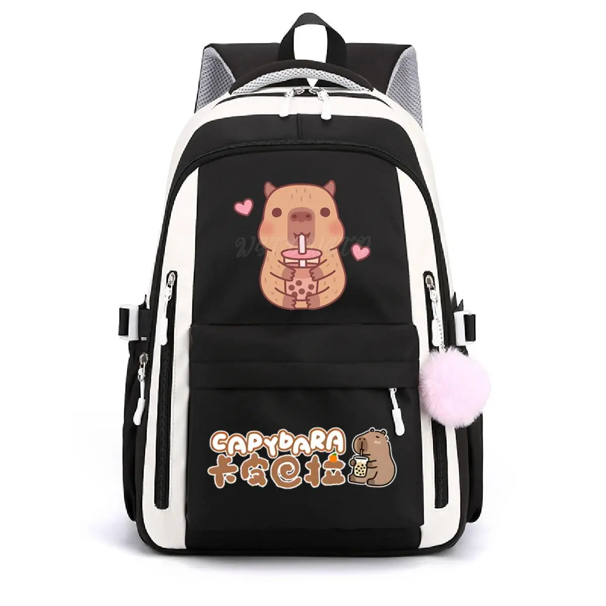 Capybara Buuble Tea Backpack for Girl Boy Student Teenager Cartoon Capybara Schoolbags Women Casual School Backpack Travel Bags
