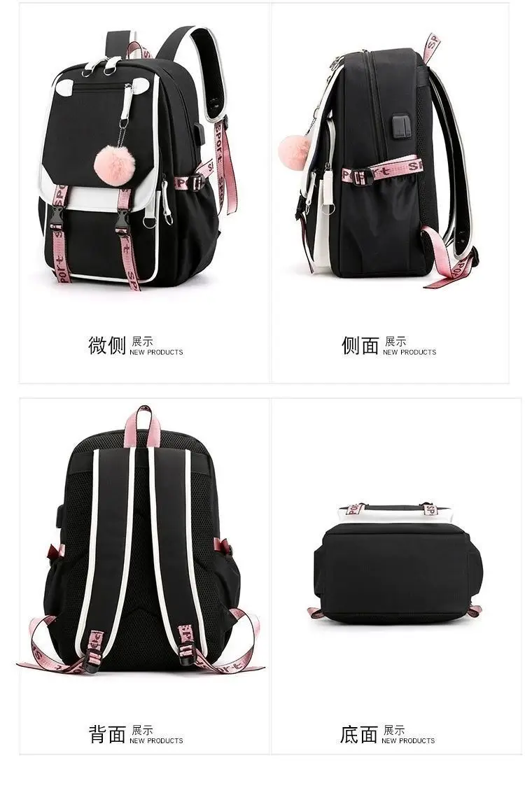 Anime Hedwig Night Owl Backpack Nylon School Book Student Travel Bags Laptop Casual USB Port Messenger Bag
