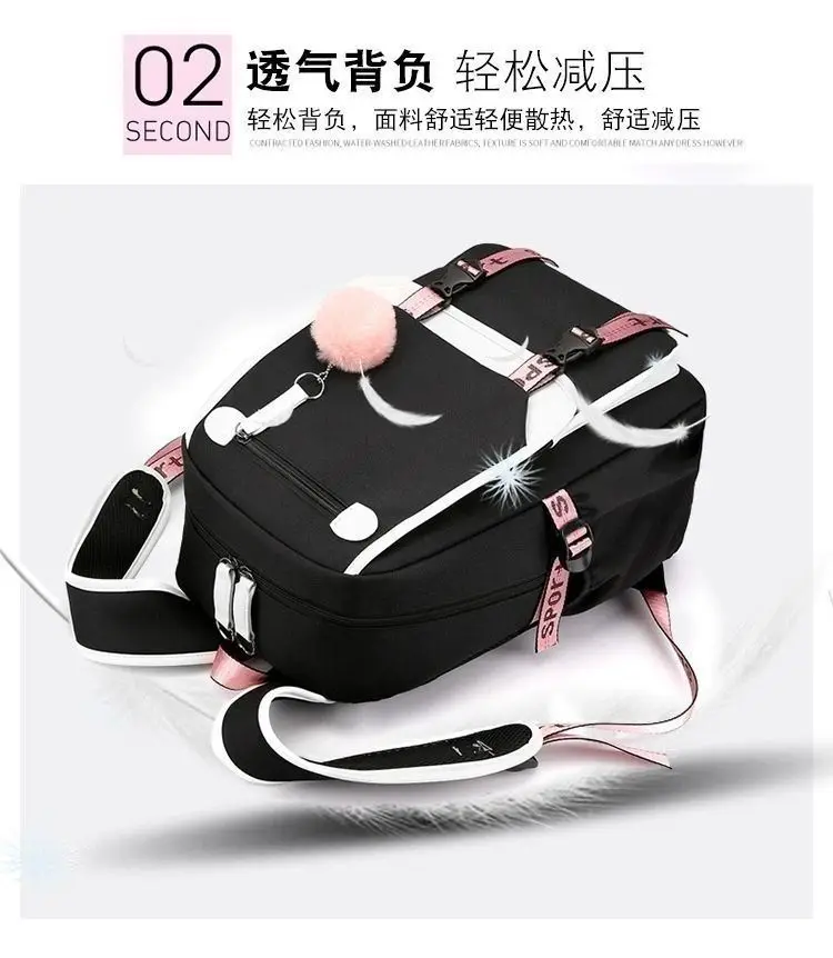 Anime Hedwig Night Owl Backpack Nylon School Book Student Travel Bags Laptop Casual USB Port Messenger Bag