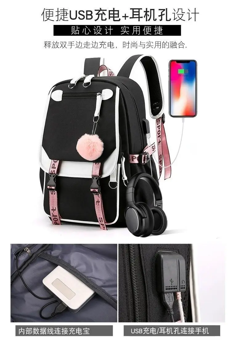 Anime Hedwig Night Owl Backpack Nylon School Book Student Travel Bags Laptop Casual USB Port Messenger Bag