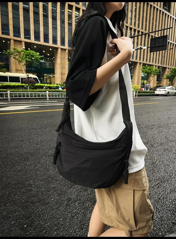 Trendy Women's Soft Cloth Shoulder Bag Solid Color Student Casual Style Big Handbags Crossbody Bags for Women Shoulder Hobos Bag