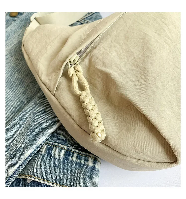 Trendy Women's Soft Cloth Shoulder Bag Solid Color Student Casual Style Big Handbags Crossbody Bags for Women Shoulder Hobos Bag