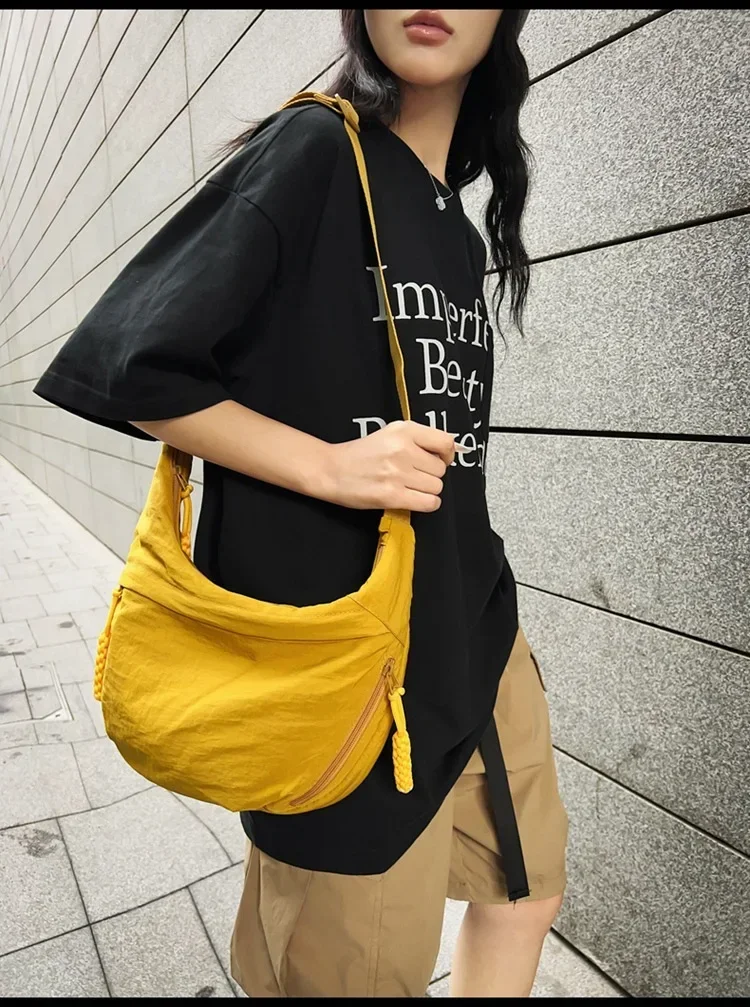 Trendy Women's Soft Cloth Shoulder Bag Solid Color Student Casual Style Big Handbags Crossbody Bags for Women Shoulder Hobos Bag