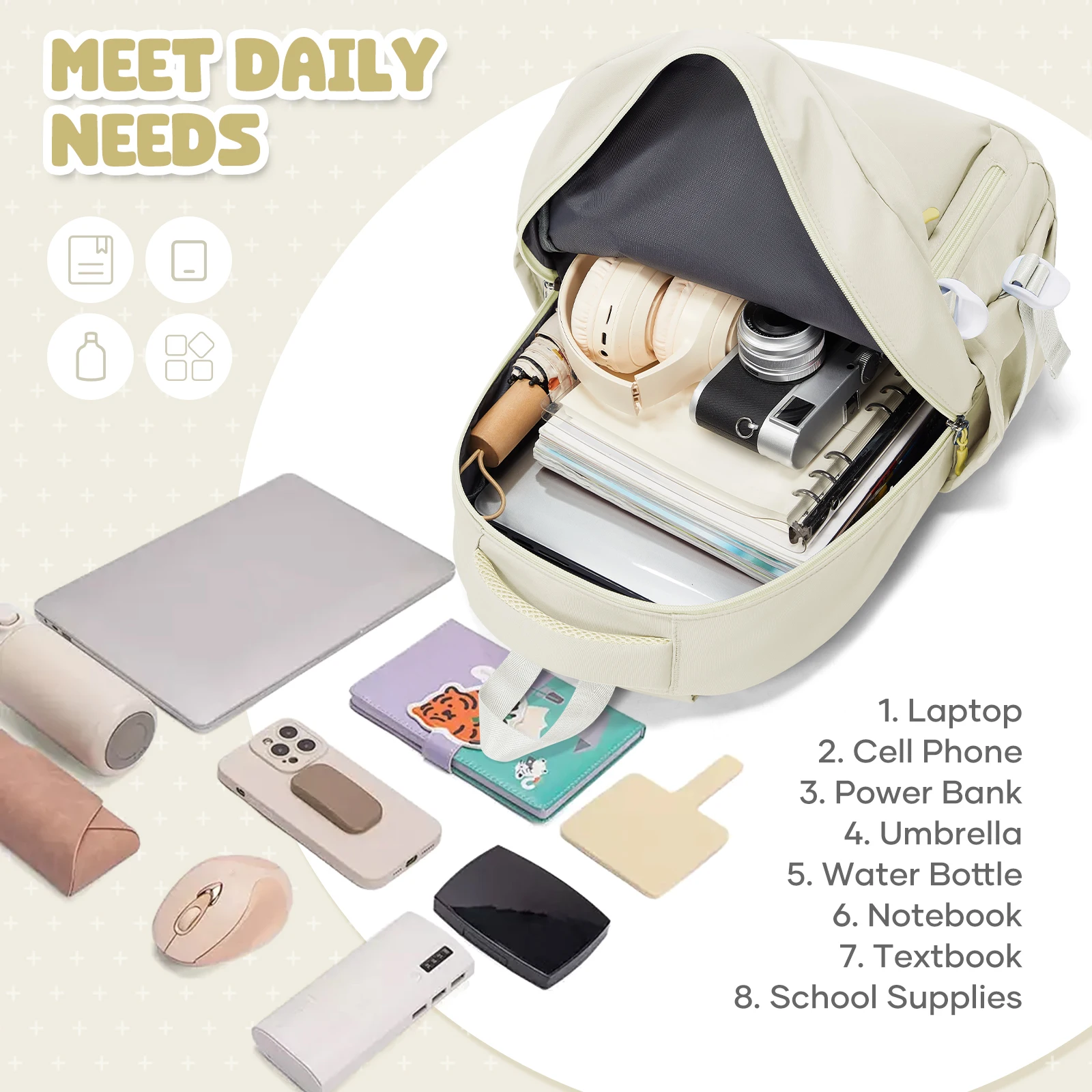 School Backpack for Girl Boy High Capacity Waterproof Teens College Daypack Knapsack Men Women Travel Backpack Laptop Kawaii Bag