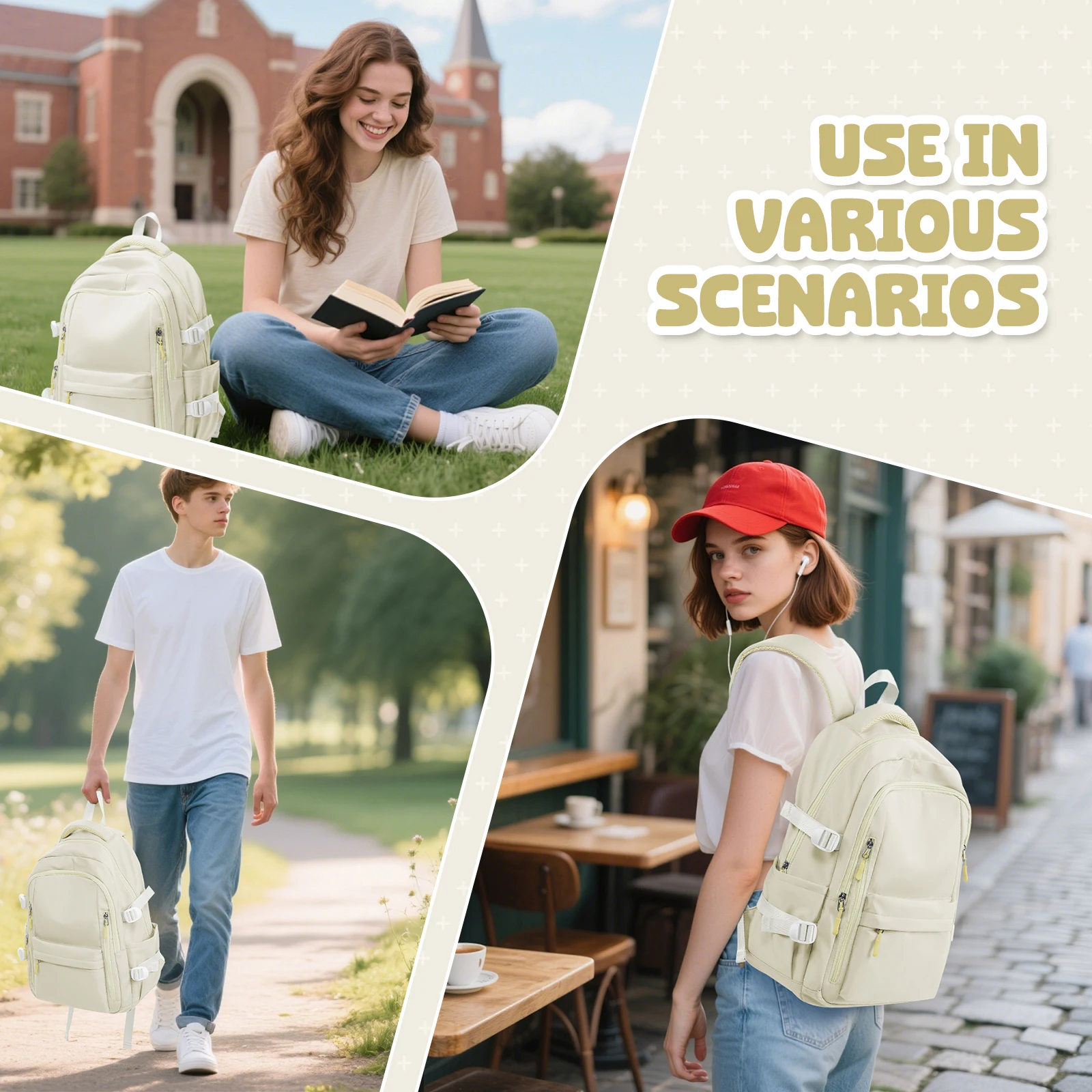School Backpack for Girl Boy High Capacity Waterproof Teens College Daypack Knapsack Men Women Travel Backpack Laptop Kawaii Bag