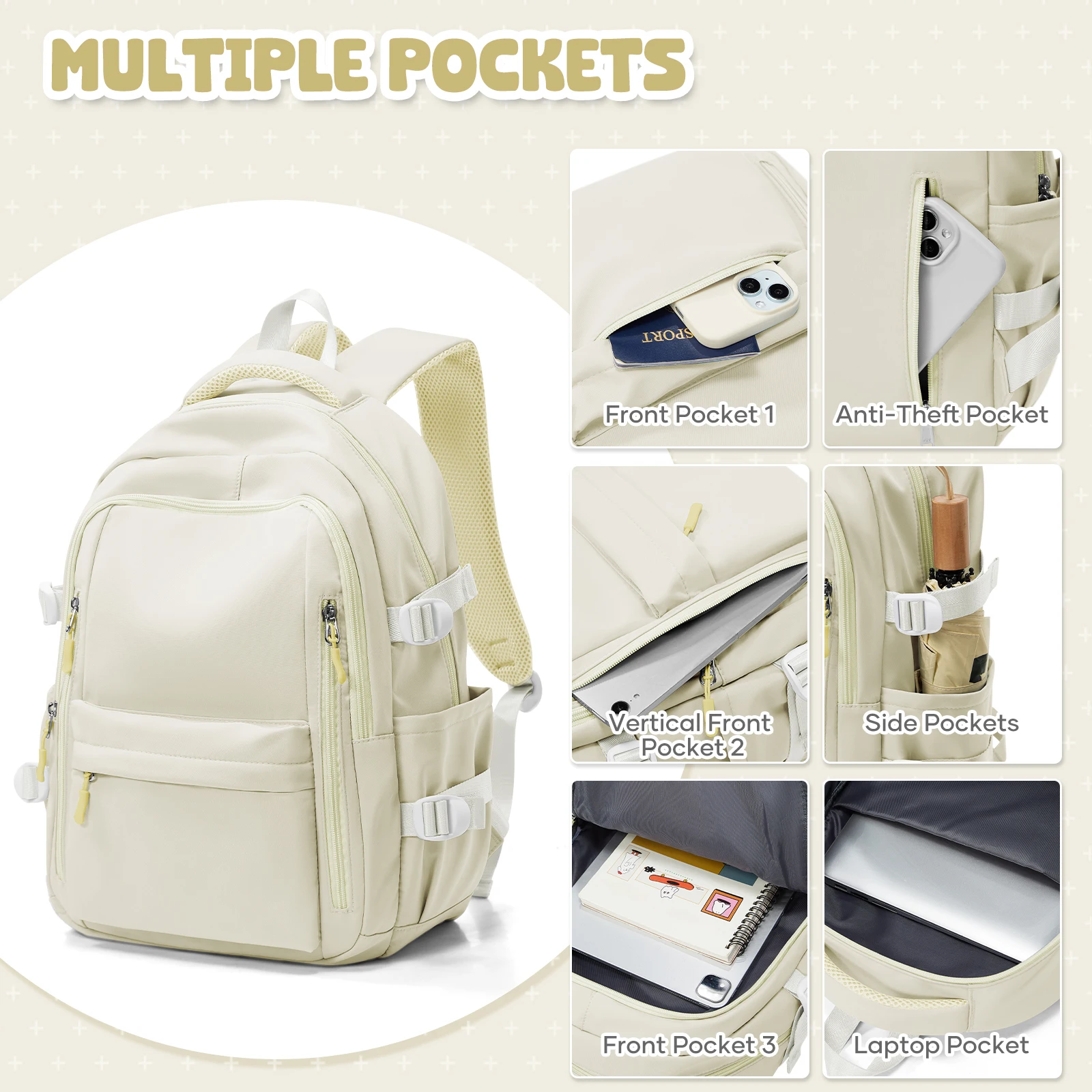 School Backpack for Girl Boy High Capacity Waterproof Teens College Daypack Knapsack Men Women Travel Backpack Laptop Kawaii Bag